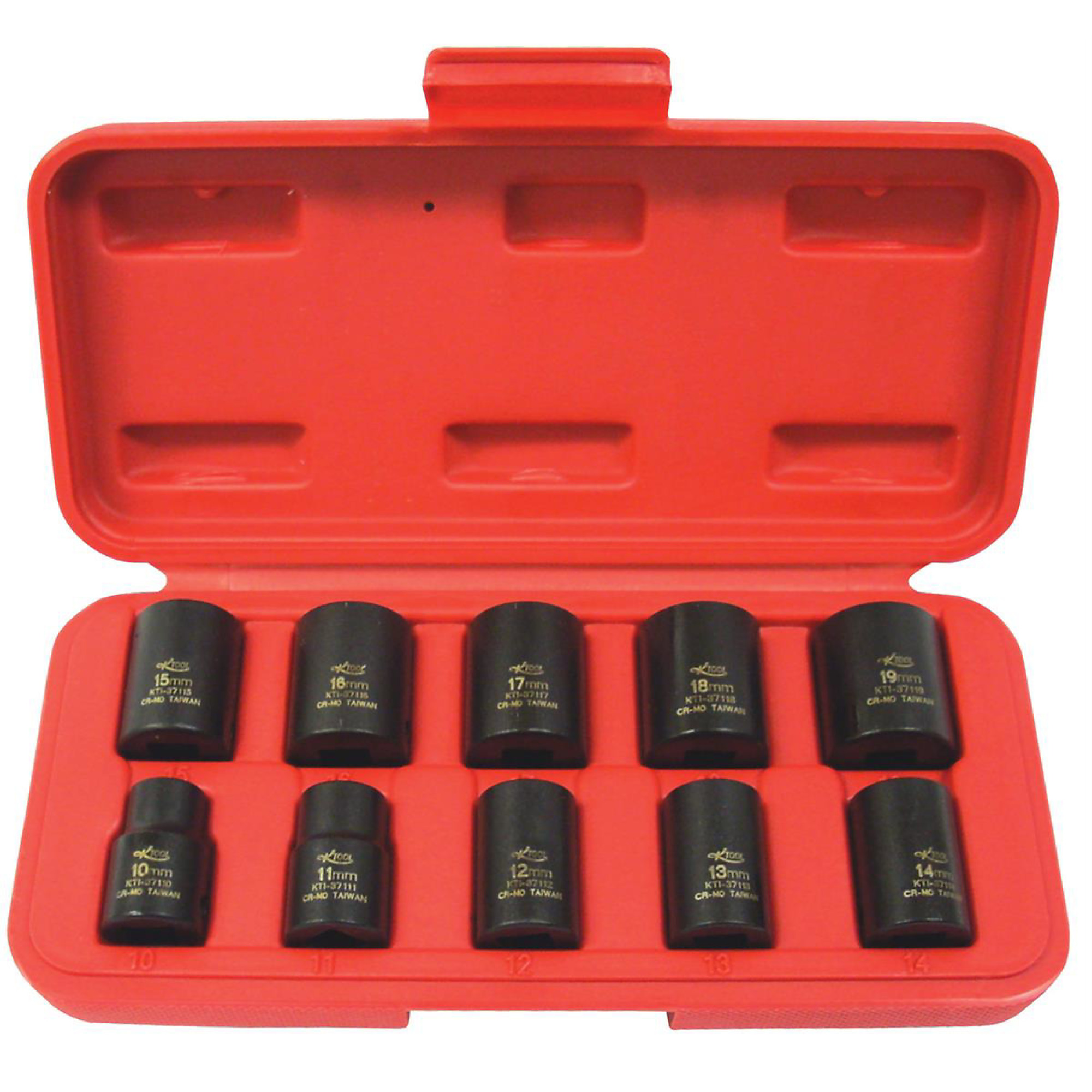 K-Tool International Impact Socket Set — 10-Pc., 3/8in. Drive, Metric, Chrome-Moly Steel, Model# KTI37100